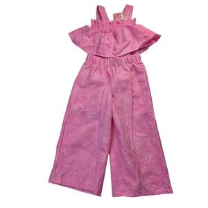 Btween Toddler Girl Easter Outfit 3T  Embroidered Cold Shoulder Top Pants NWT